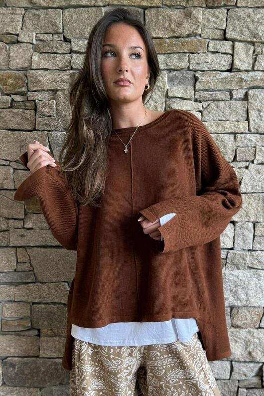 Frankie Waffle Box Knit Amaretto /25=